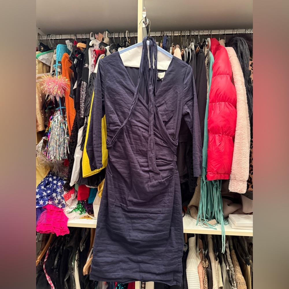 Nicole Miller Dark Blue Long Sleeve Dress